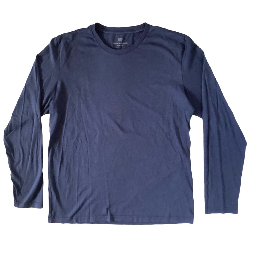 Mack Weldon Long Sleeve Crew Neck T-Shirt in Dusty Blue. Sz.